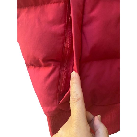 Quality BANANA REPUBLIC Women’s Pink Full Zip Snap Down Puffer Vest Snap Hood M - Picture 2 of 7